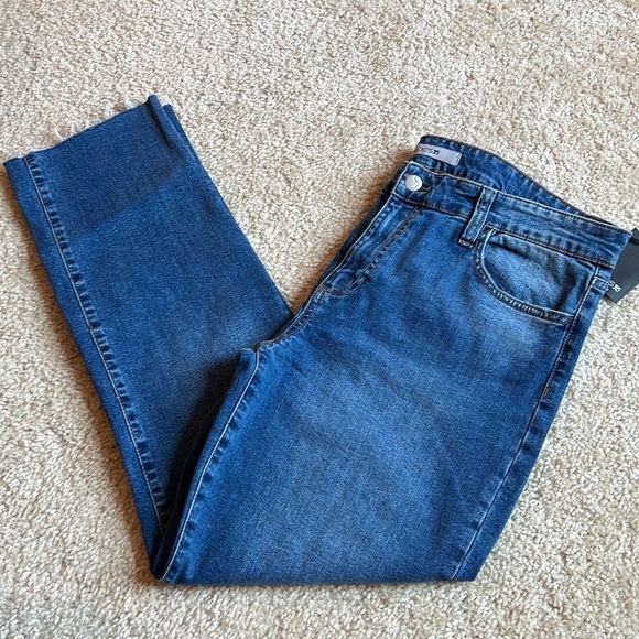 Joe’s Jeans Lara Mid Rise Raw Hem straight ankle jean denim blue pants size 31 - Picture 2 of 9